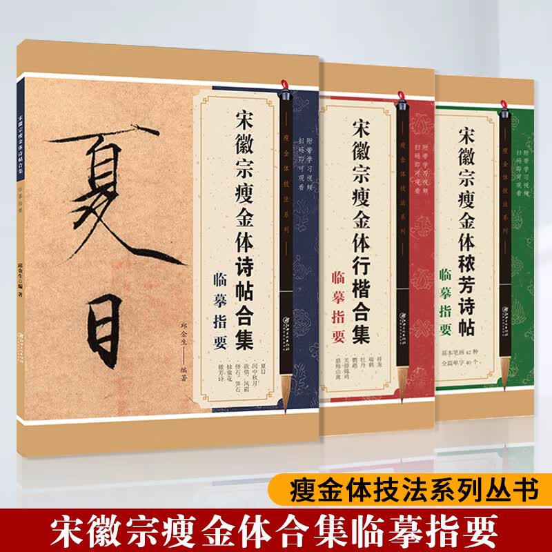 怎样写瘦金体全套4册 邱金生著基本笔法结构章法偏旁部首解析 宋 [全3册]宋徽宗瘦金体临摹指要