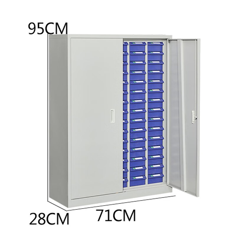 曼寒零件柜 电子元件柜 车间配件物料柜 螺丝分类存放柜 抽屉式样品柜 75抽小号蓝盒带门