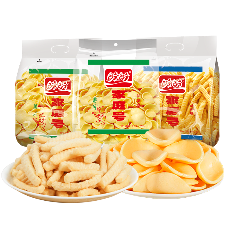 盼盼家庭号薯片膨化食品休闲办公室儿时经典薯片薯条虾条零食 原味薯片100g*3袋