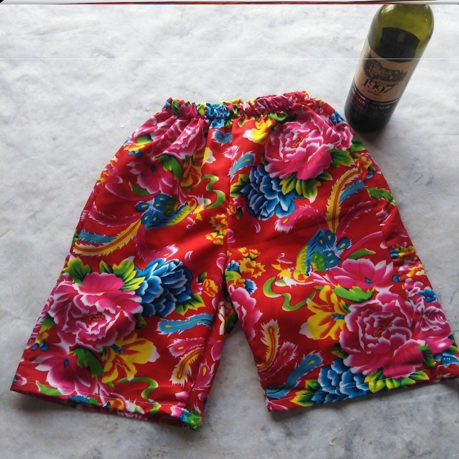 bkqu花短裤男碎花东北大裤衩子男宽松家居东北花裤衩沙滩裤民族风搞笑