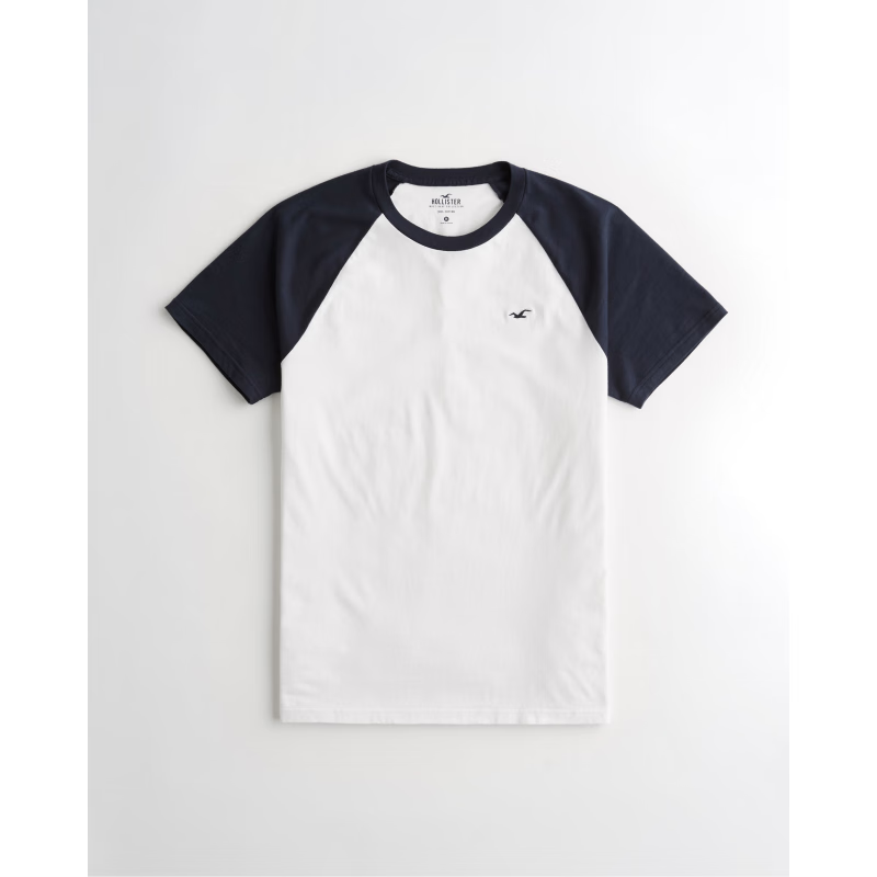 瑾巡官方ho·llis·ter小海鸥男装拼色短袖t恤衫休闲大码圆领半袖修身