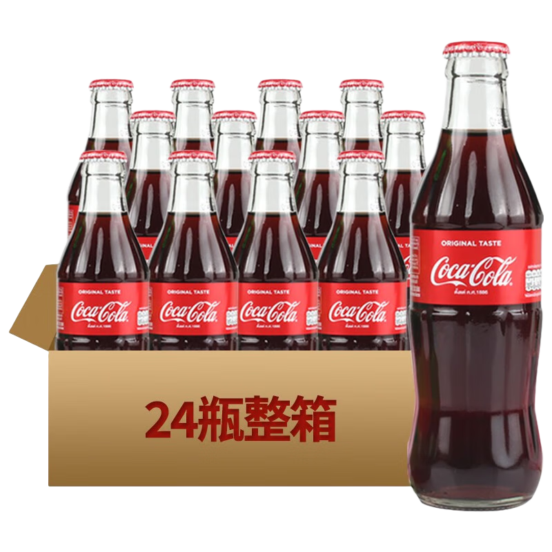 可口可乐泰国进口可乐&青柠檬味雪碧250ml收藏版玻璃瓶可乐泰国网红饮料 泰国可乐250ml*24瓶