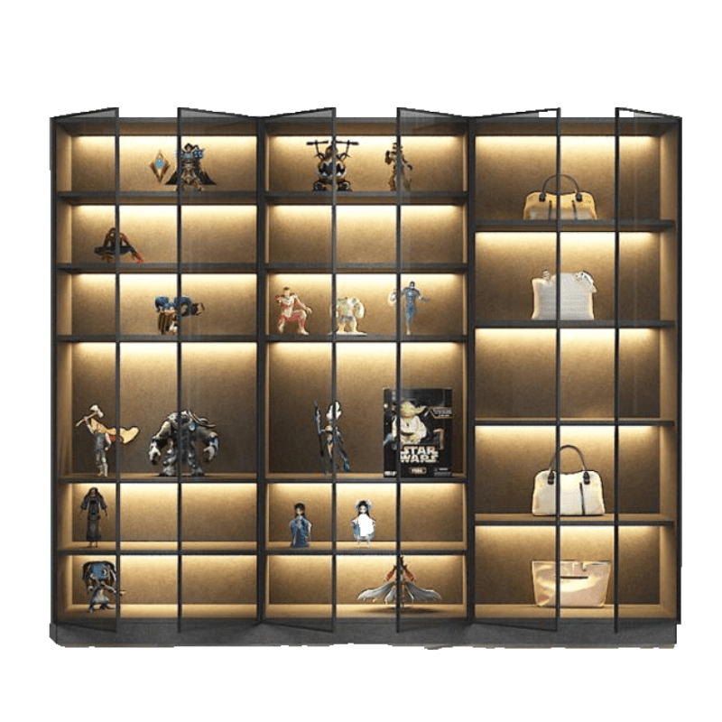 叶氏木语 手办柜乐高展示柜陈列柜雕像模型柜轻奢储物柜设计产品玻璃柜gk柜可定制柜子 【五门液压款】长120深40高200cm 太空灰