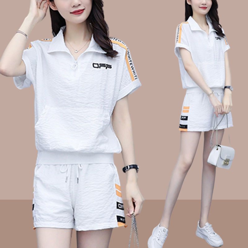 御仕达年夏季新款休闲运动短裤套装女小个子宽松减龄显瘦运动两 9027