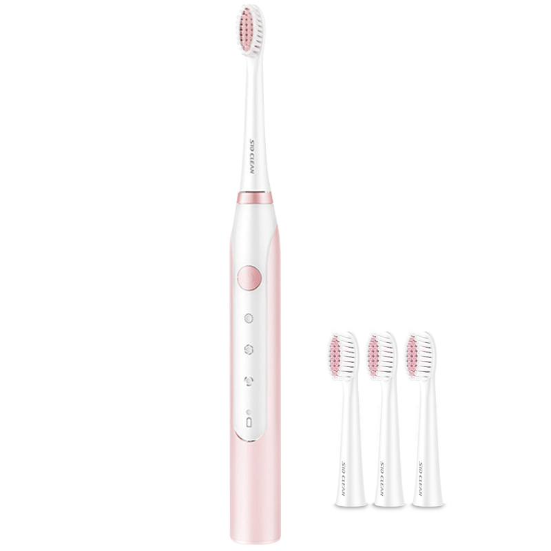 超人成人电动牙刷情侣款礼物家用软毛声波超震动全自动多档模式学生充电款 女士款粉色一支-赠：原装刷头3个