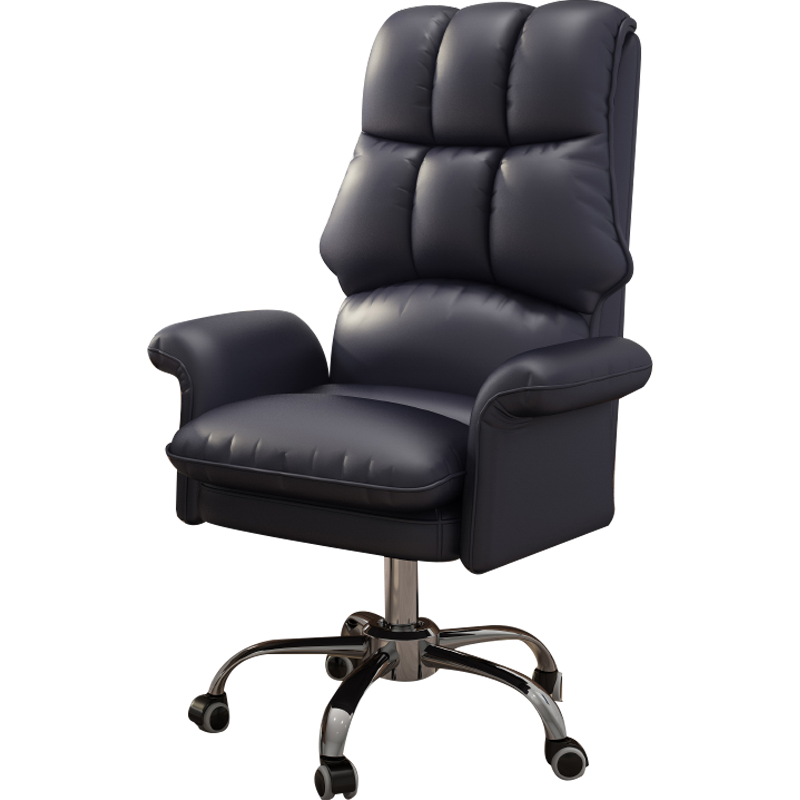 奥伦福特 电脑椅办公椅子电竞椅家用人体工学椅老板椅主播椅靠背椅皮革转椅 面包椅-黑色