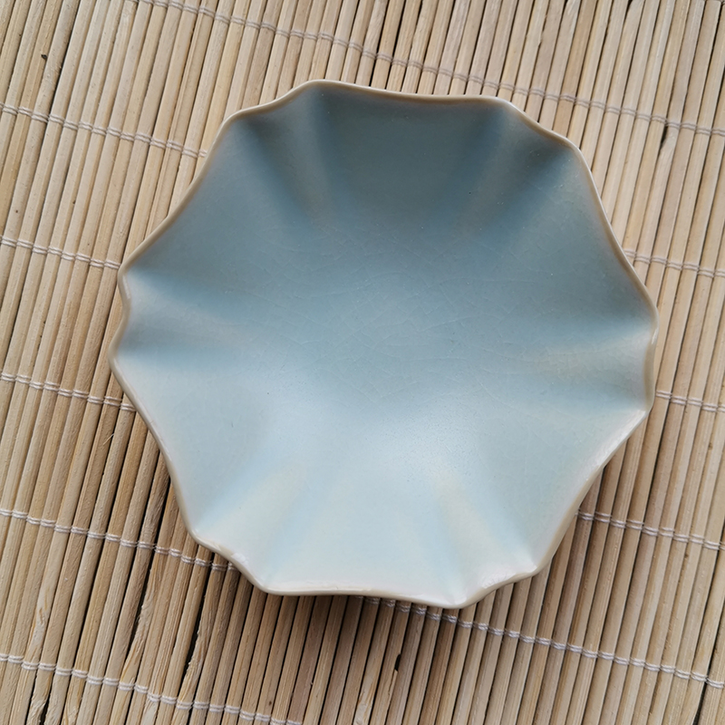 瓷工坊汝窑茶杯天蓝八角杯汝窑茶具仿宋内开片汝瓷 手工 品茗单杯主人