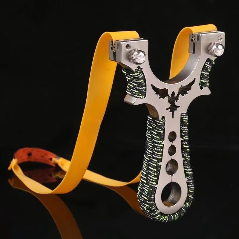 飞鹰不锈钢弹弓高精准扁皮筋快压户外瞄准器高弹性弹射