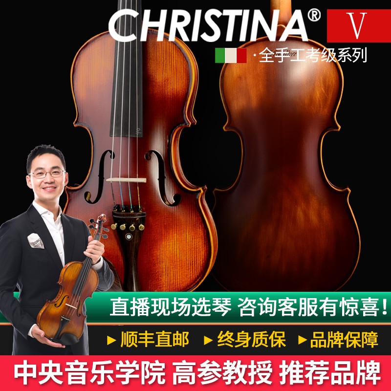 克莉丝蒂娜Christina手工实木小提琴初学入门考级进阶儿童成人大学生专业乐器v04 V02 初学款 1/2身高130cm以上