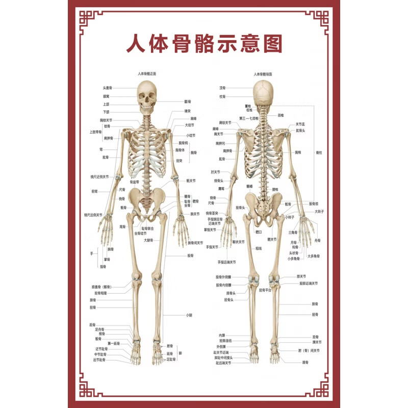 人体穴位对症挂图 人体骨骼图大挂图器官示意图内脏结构图穴位图人体