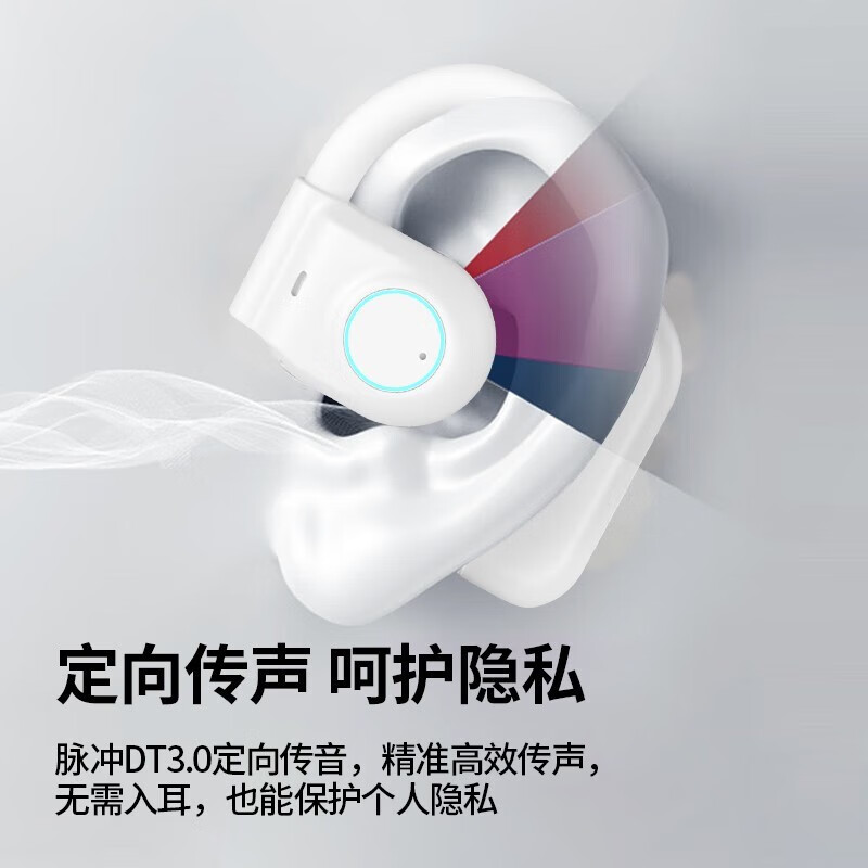 京工智造【2024款丨柏林音质】蓝牙耳机挂耳式无线不入耳佩戴骨传导概念运动跑步听歌开车通话降噪耳麦 白色升级版【0重力佩戴感】 脉冲定向传声不漏音丨久戴不痛