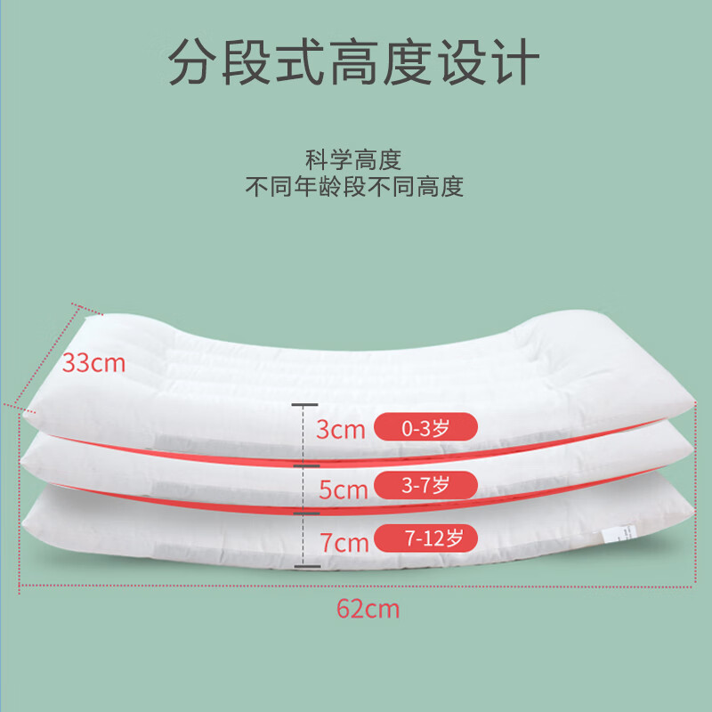 科迷熊儿童决明子枕头婴儿枕头0-3-7-12岁双面可用四季通用加长枕 3-7岁绿森林 决明子冷暖双面枕