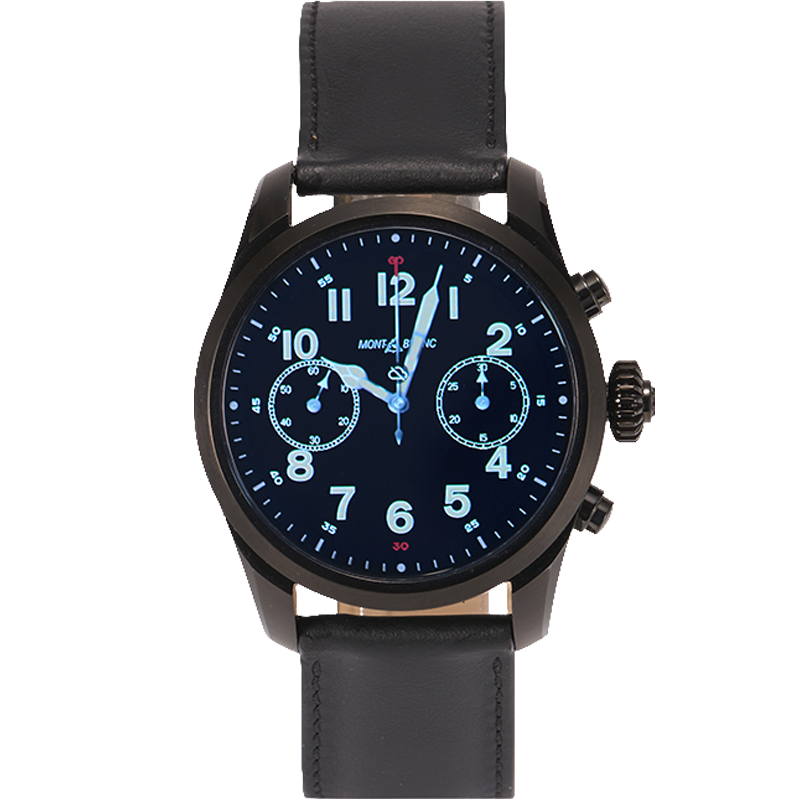 montblanc 万宝龙手表 summit 2系列智能腕表男士手表 黑盘黑色皮带