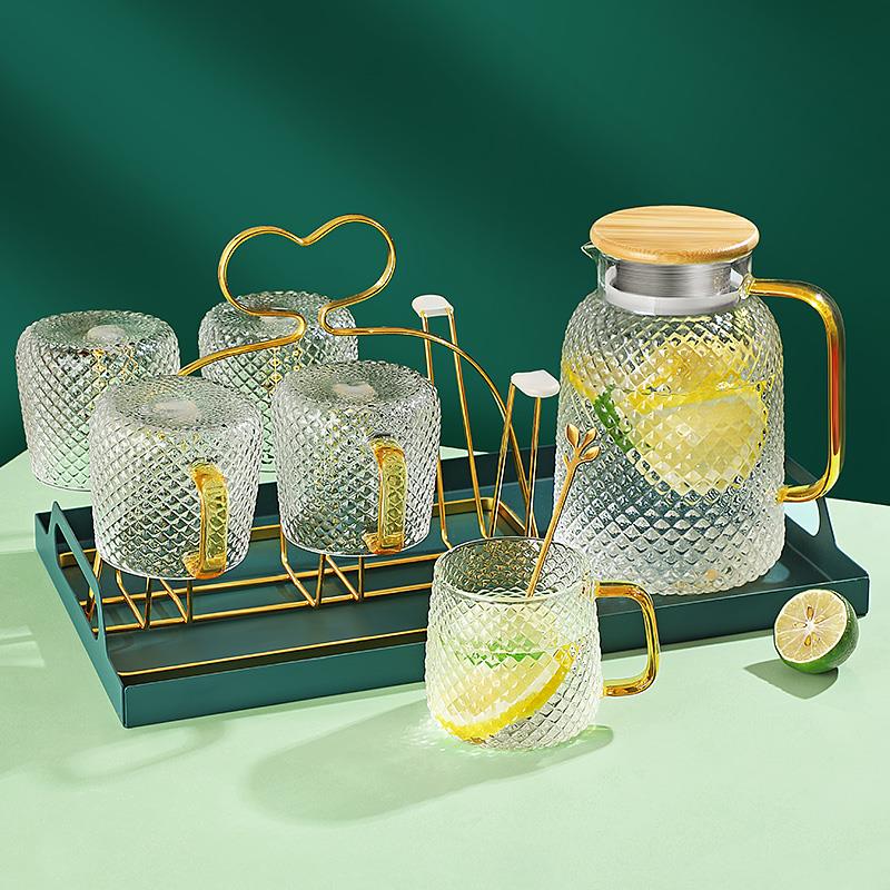 hill fox轻奢品牌玻璃冷水壶水杯套装家用客厅轻奢大容量泡茶壶