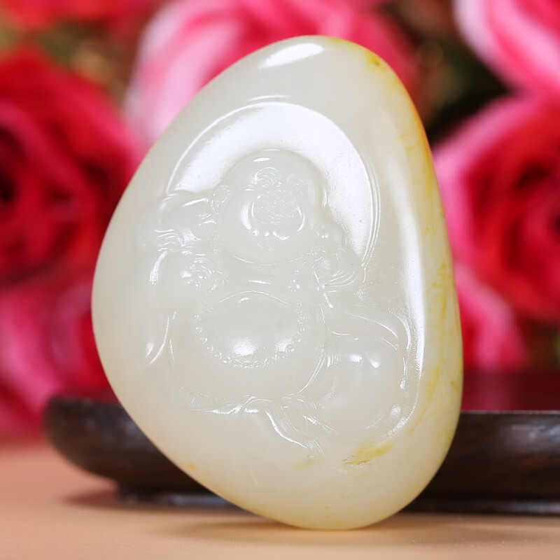 皇贵人珠宝严选和田玉籽料羊脂玉笑佛公吊坠 玉雕大师万子涵作品 贵圈