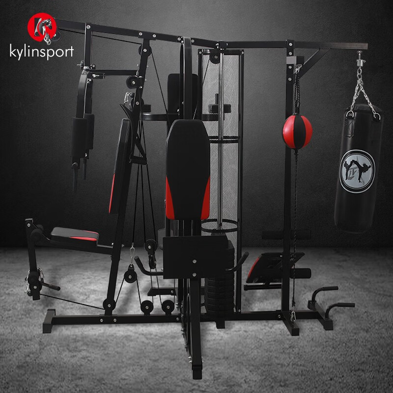 kylin 六人站多功能综合训练器 家用健身器材 蹬腿训练 单双杠 高位
