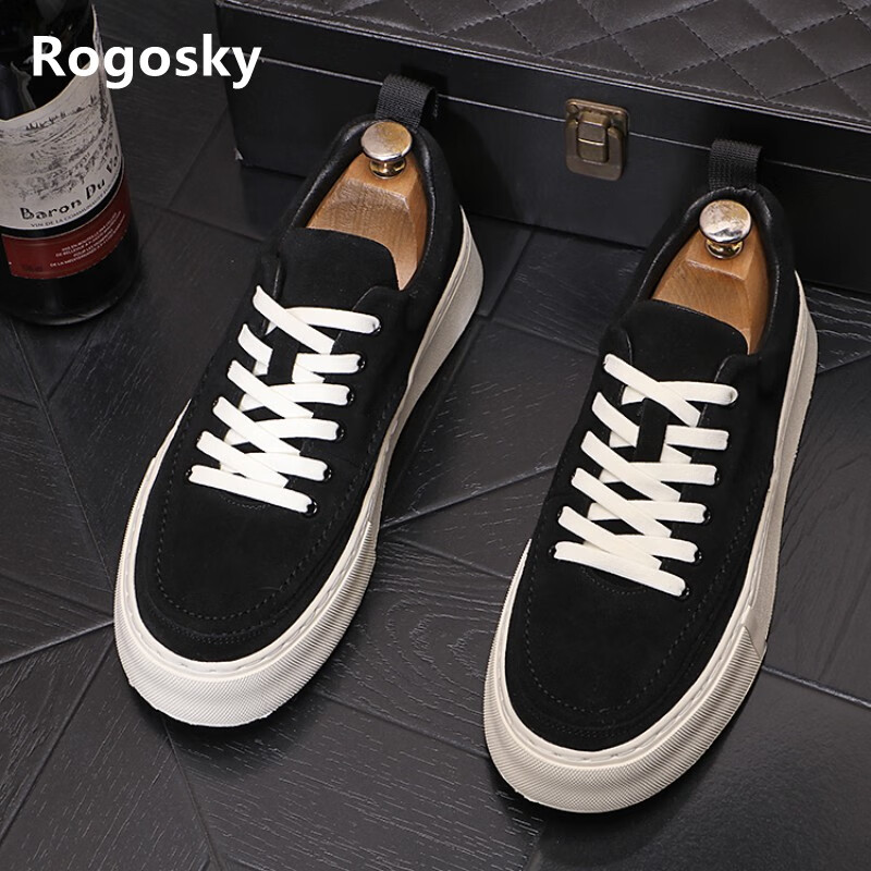 rogosky香港潮牌低帮厚底男鞋子四季复古简约百搭板鞋韩版系带休闲