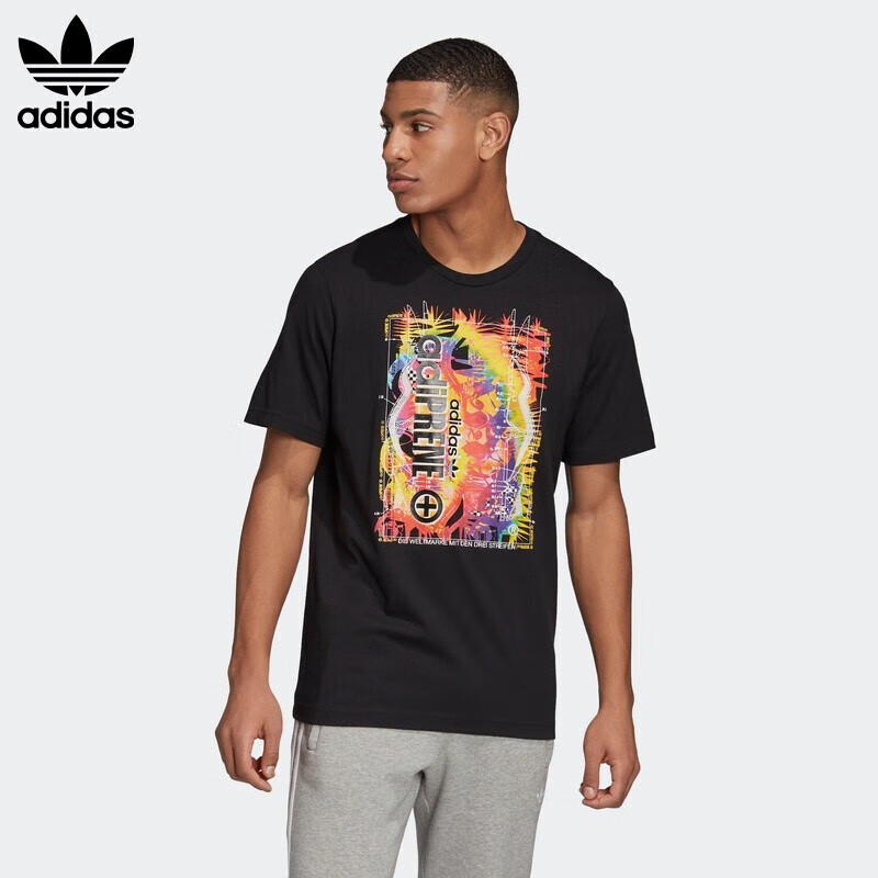 阿迪达斯 （adidas）三叶草短袖T恤男装夏季运动休闲透气圆领衫上衣GD5996