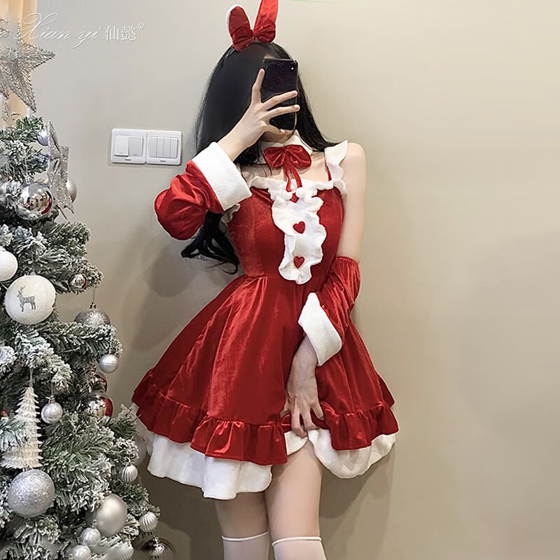 qingcos可爱兔女圣诞裙cosplay圣诞节角色扮演套装节日礼物女极污
