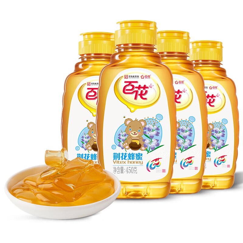 百花中華百花荊花蜂蜜450g*4瓶天然蜂蜜