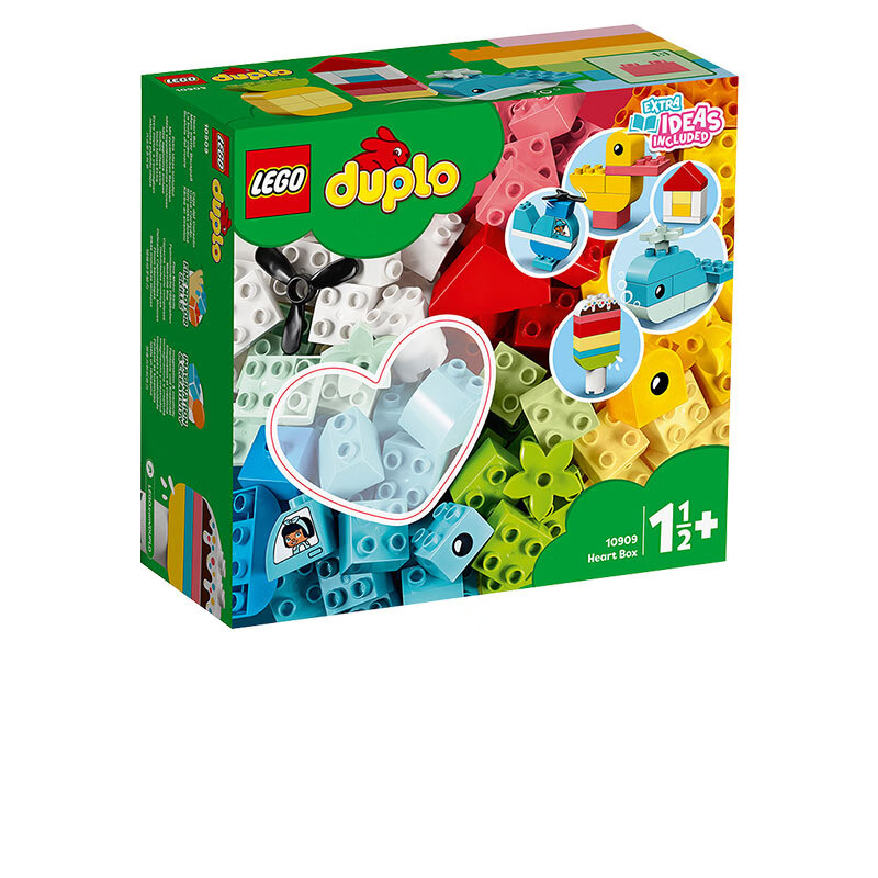 乐高(lego)积木拼装得宝10909 心形创意积木盒大颗粒积木桌儿童玩具