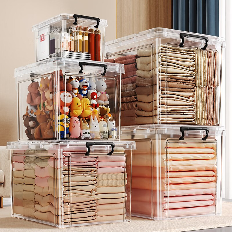 佳帮手透明塑料收纳箱加厚衣物收纳盒玩具整理箱储物箱带轮搬家打包箱子 小号8#【28*20*14.5cm】带提手使用感如何?