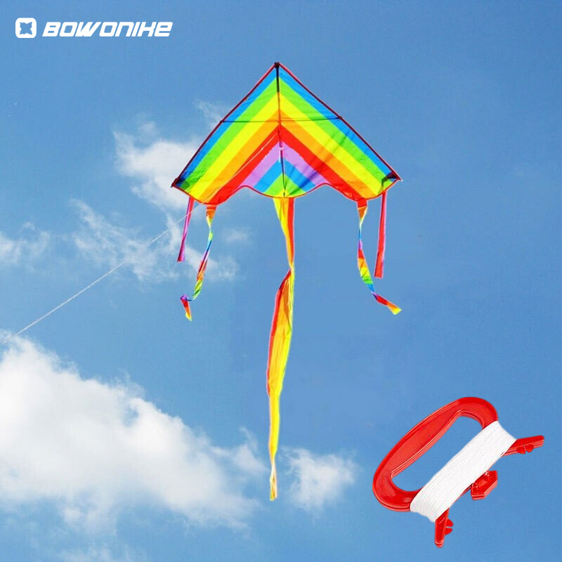 博沃尼克 小风筝儿童风筝卡通易飞潍坊风筝风筝彩虹风筝三角 100米线
