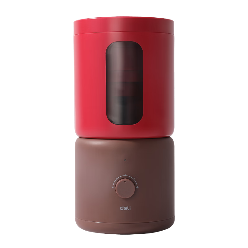 得力（deli）學(xué)生大口徑電動削筆器5檔調(diào)節(jié)全自動卷筆刀美術(shù)生彩鉛12mm加粗大三角鉛筆轉(zhuǎn)筆刀文具生日禮物紅