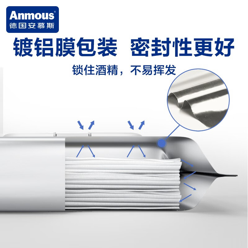 安慕斯75%度酒精湿巾有效清洁卫生湿巾杀菌消毒湿巾多场景适用杀菌率99% 【家庭版囤货装】酒精湿巾 50抽 6包