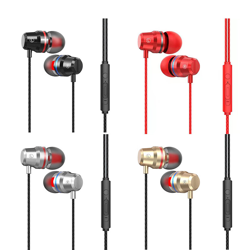 适用华为OPPO35mm耳麦线控K哥游戏入耳式重低音效金属有线耳机 107重低音银【袋装】金属头