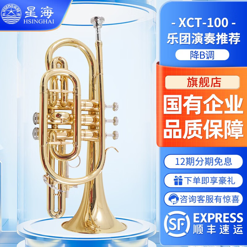 星海（XINGHAI INSTRUMENT）短号降B调 初学乐团演奏通用 XCT-100 短号降B调XCT-100