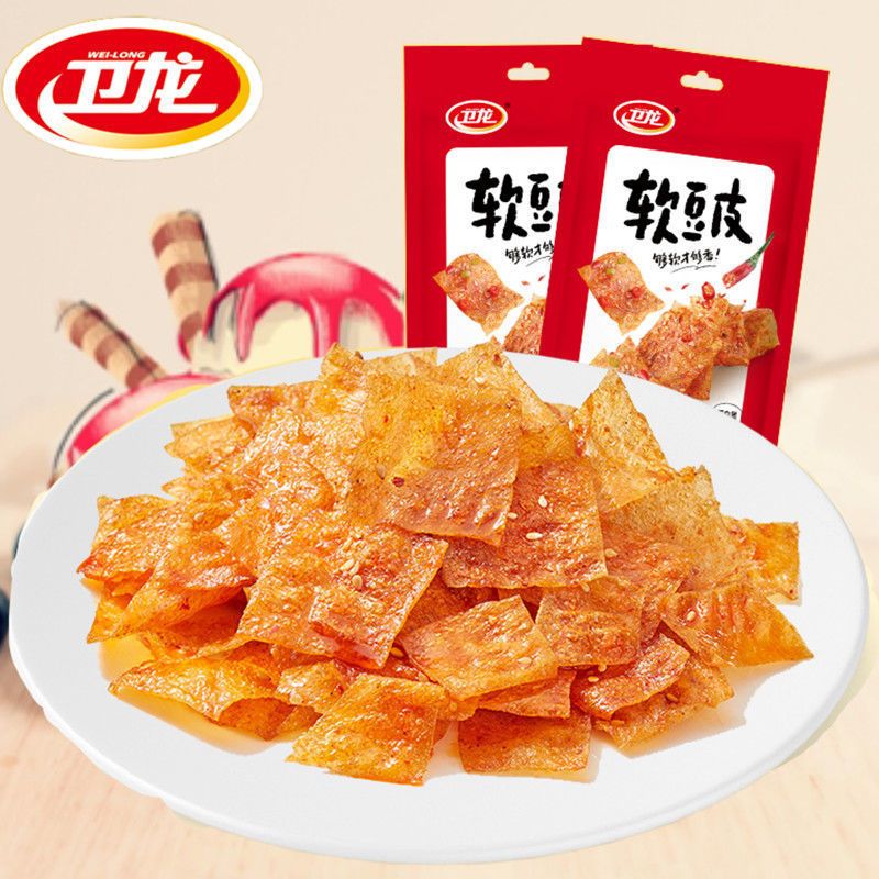 卫龙 卫龙亲嘴豆皮60克麻辣零食网红辣条80后90后怀旧卫龙豆皮 60g*5