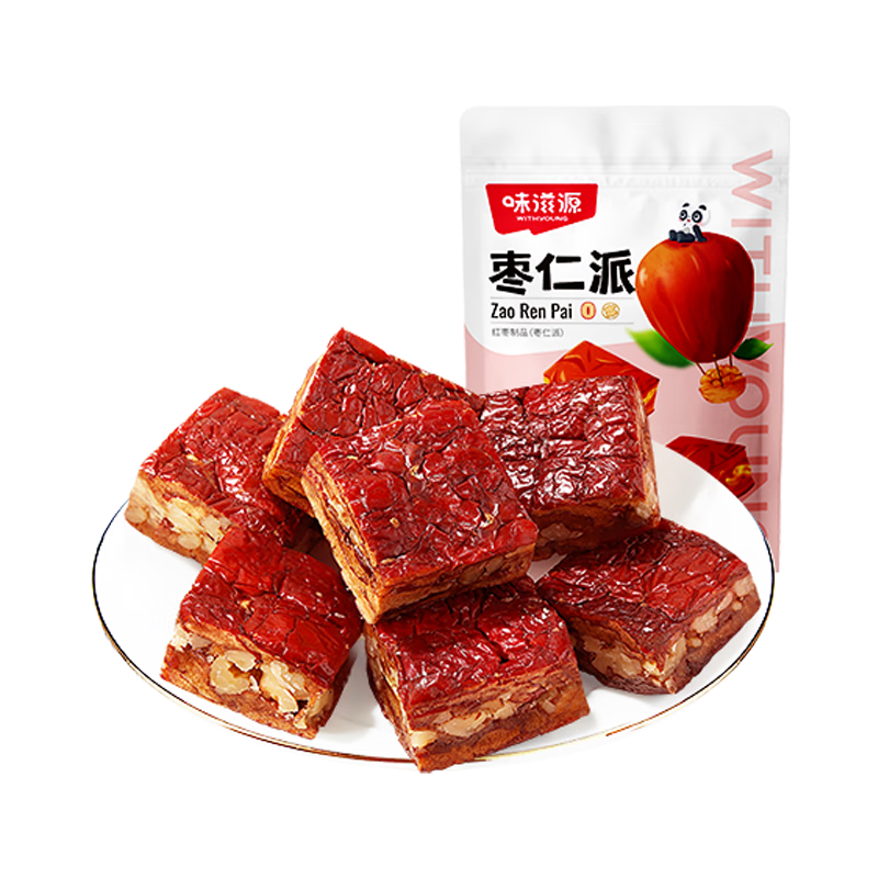 味滋源0添加棗仁派獨(dú)立真空包裝紅棗夾核桃早餐食品棗糕孕婦兒童零食 棗仁派252gx2袋