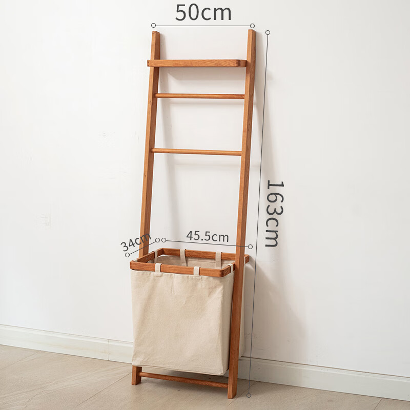 架落地 多功能落地挂衣架脏衣篓浴室实木浴巾架家用 浴室架大号红樱木