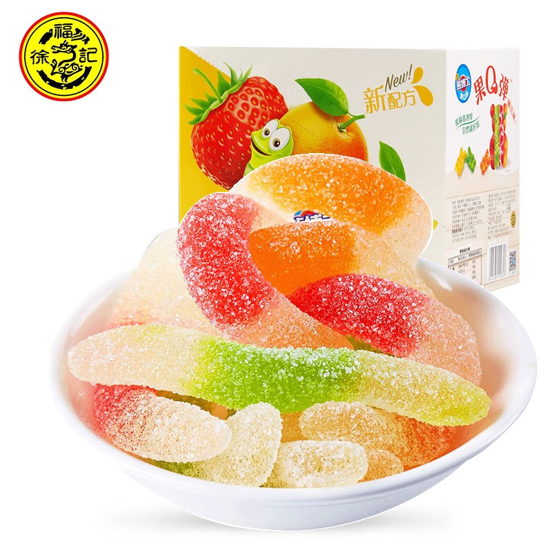 徐福记熊博士橡皮糖60gx10包 果汁糖果qq糖小熊蚯蚓形可乐味零食 【高