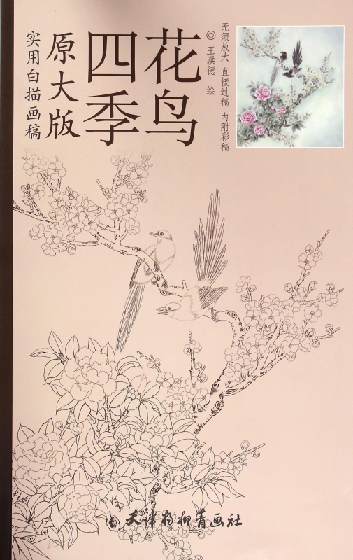 四季花鸟(原大版)/实用白描画稿