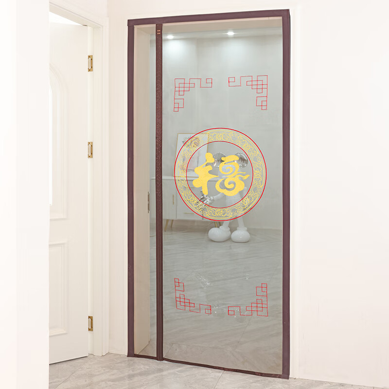 舒帘侧开全磁条防蚊门帘纱窗入户门防盗门纱帘磁吸夏季金刚网免打孔 祥瑞【金刚网刺绣】9*4加粗磁条 110*200cm【宽*高】