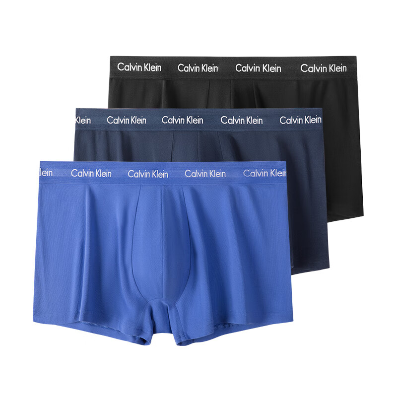 Calvin Klein CK 男士平角内裤套装 3条装 送男友礼物 U2664G 4KU黑蓝蓝 XS 