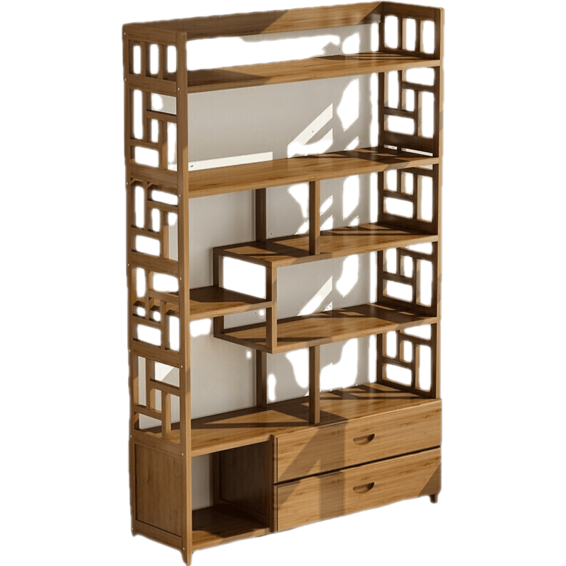 煕沐瞳   博古架 中式物架多宝阁古董架子现代简约茶叶隔断展示柜置物架 五层简约款(长80宽25高143)非主图款