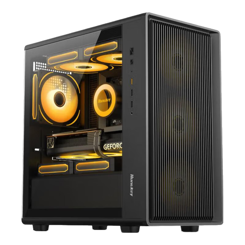 航嘉(Huntkey)G63戰戟 玻璃側透機箱 GS680C臺式主機電腦游戲機箱 支持M-ATX主板/360水冷/卡扣式快拆側板 G63mini黑色(顯卡限長(cháng)32厘米)