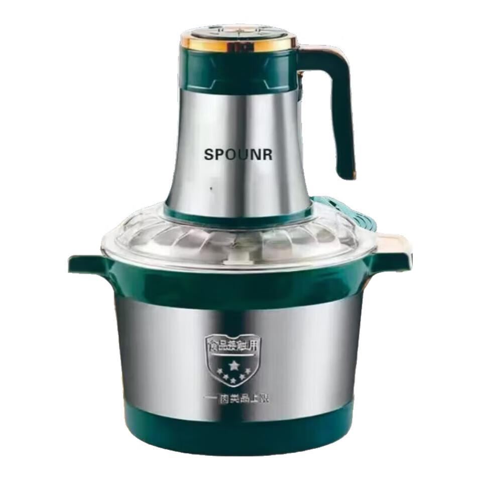 SPOUNR正品绞肉机家用3L5L大容量和面机多功能电动料理机辣椒蒜泥机 6升大容量五档【六叶五套刀】
