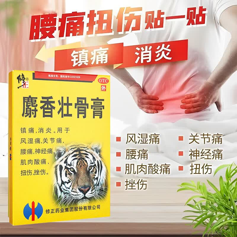 修正 麝香壮骨膏 10贴 老虎药膏镇痛消炎风湿痛关节痛腰痛神经痛肌肉