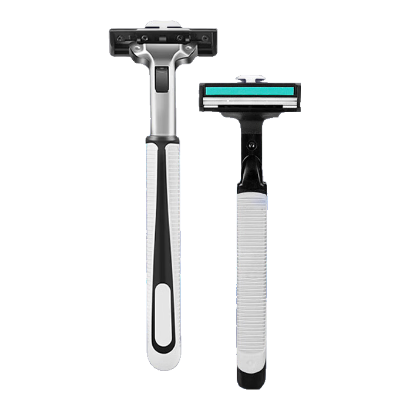 【京东配送】手动剃须刀手动刮胡刀防刮伤双层刀片旅行便携刮胡刀男士非电动老式刮胡子刀金属刀架剃须泡沫 1手柄+3头