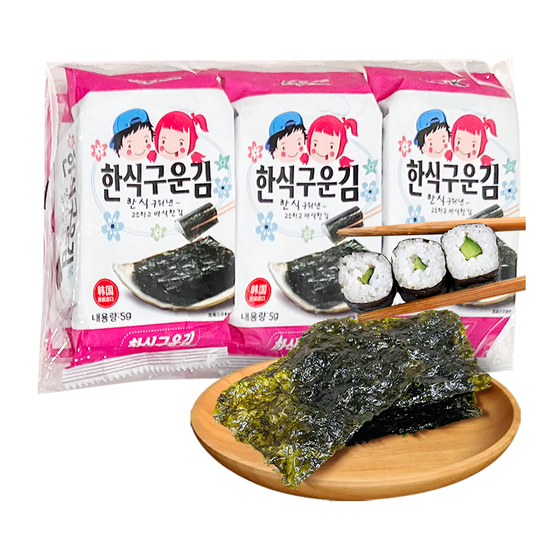 拍3件 ZEK韩国原装进口 经典原味海苔 紫菜包饭寿司即食烤海苔 儿童零食必备5g*3包 23.76元（合7.92元/件)