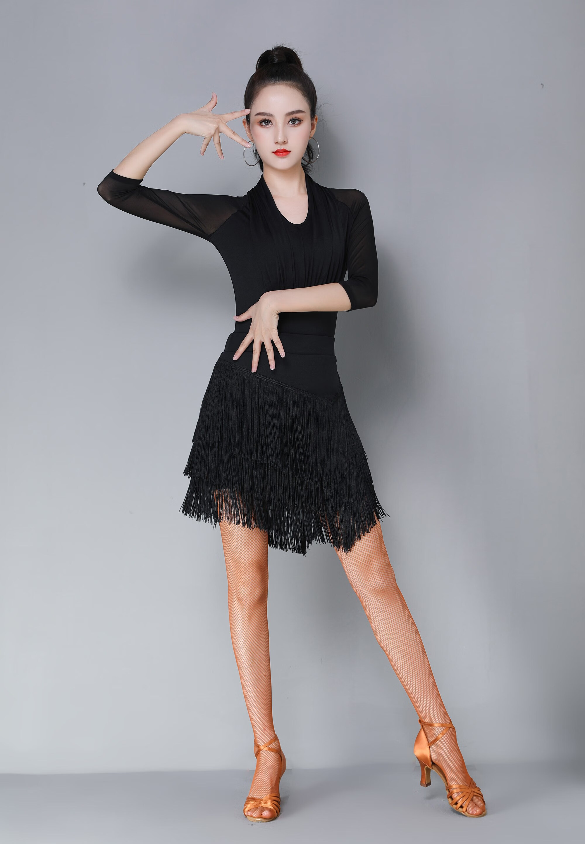 拉丁舞裙新款练功服装女成年人半身裙流苏裙下装比赛舞蹈演出服装
