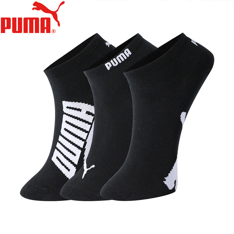 彪马（PUMA）男袜子短袜夏季低帮短筒男士船袜棉袜透气休闲款3双装 黑色 3双 均码 EU39-42(适合脚码40-44)