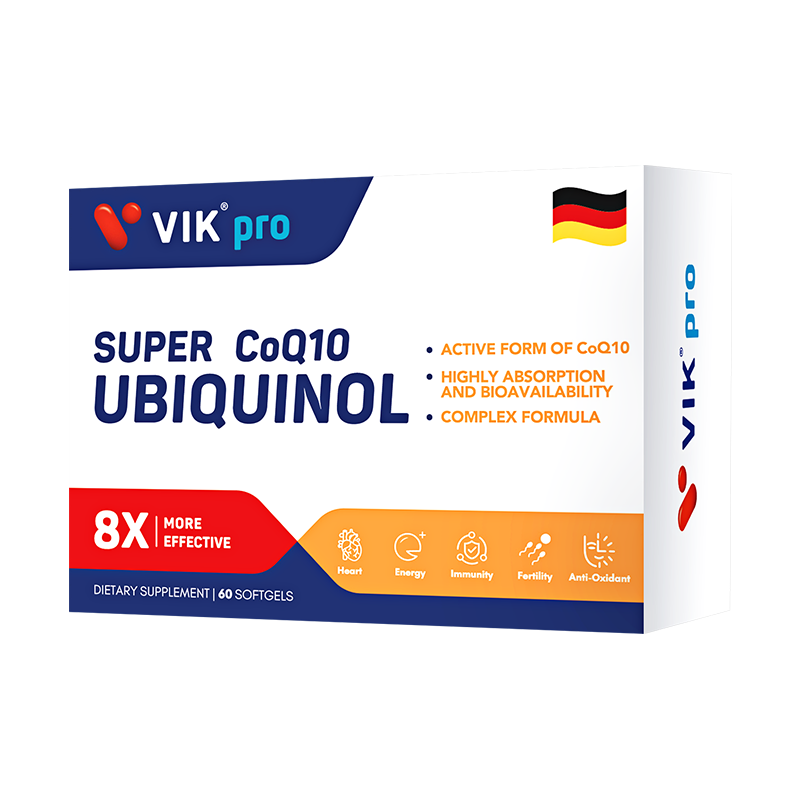 VIKpro还原型辅酶q10软胶囊备孕泛醇60粒维生素e 支持心脏健康强健心肌保健品 中老年熬夜加班人群 德国品质