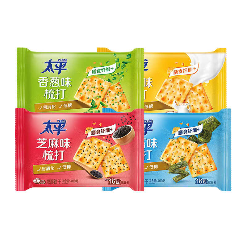 太平苏打饼干香葱味奶盐咸味梳打饼干400g早餐小零食休闲食品小吃 400