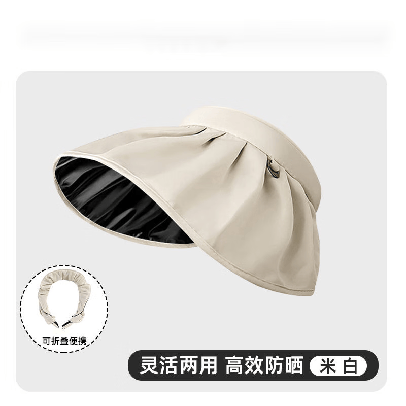 FOURDATRY防晒帽女2023新款防紫遮阳帽大帽檐空顶骑车夏季太阳帽遮脸 米白色 均码怎么看?
