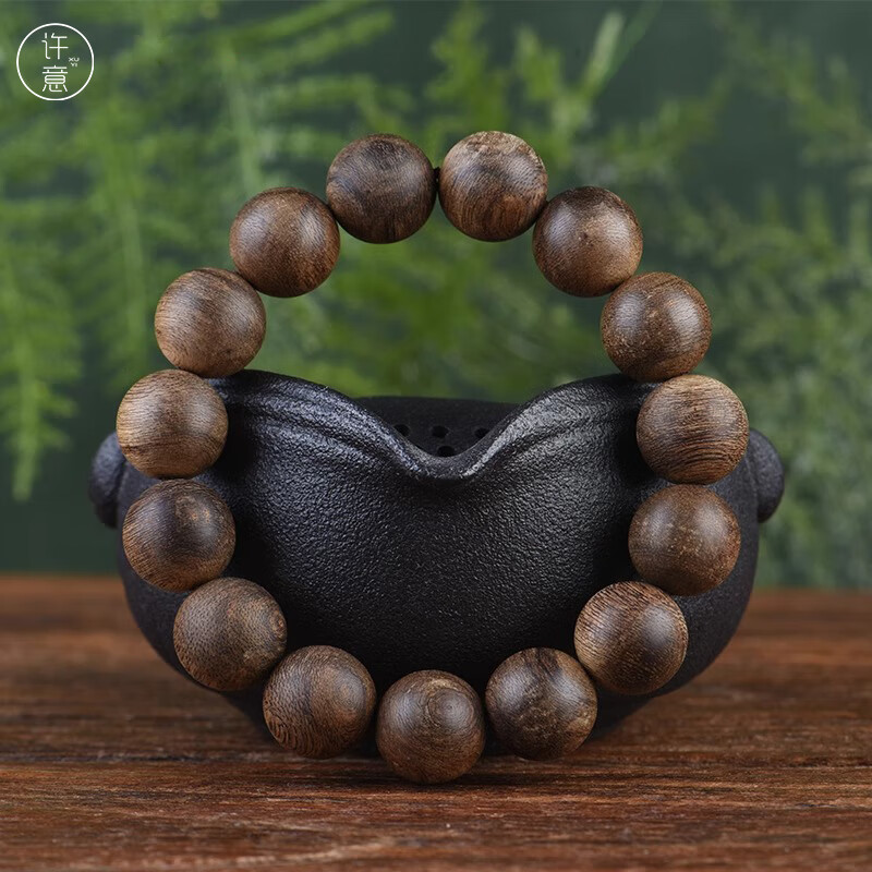 许意坤甸西加里沉香手串15mm单圈佛珠大念珠男款高端木文玩手链